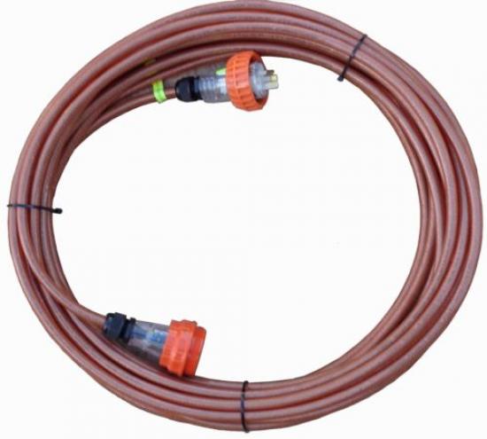 15 Amp 15m 3 Pin Braided Screen Single Phase Industrial Extension Lead. Cable CSA:2.5mm².